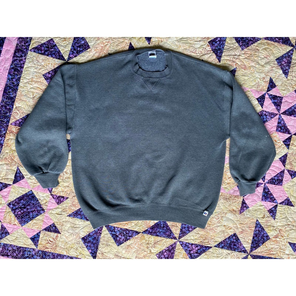 Vtg 90s Russel athletics pullover gun metal grey XL